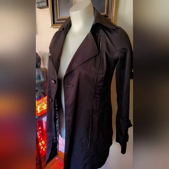 🖤Guess Black Trench Coat – Size M –  Good Condition 🖤 - Picture 5 of 10